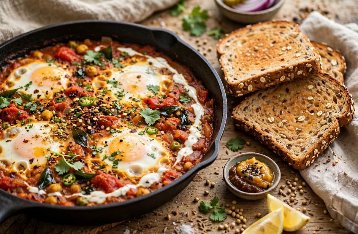 Indian-Spiced Shakshuka with Multigrain Toast