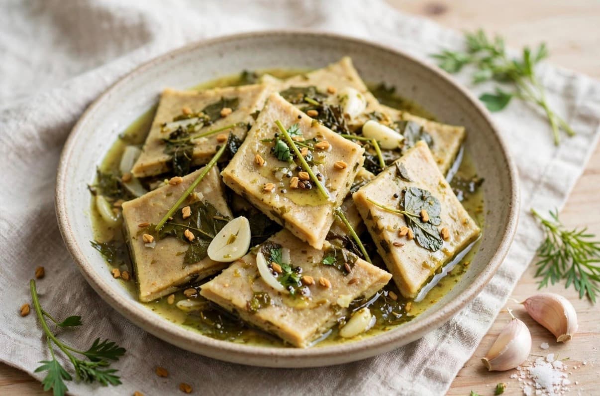 Garlicky methi Dhokli