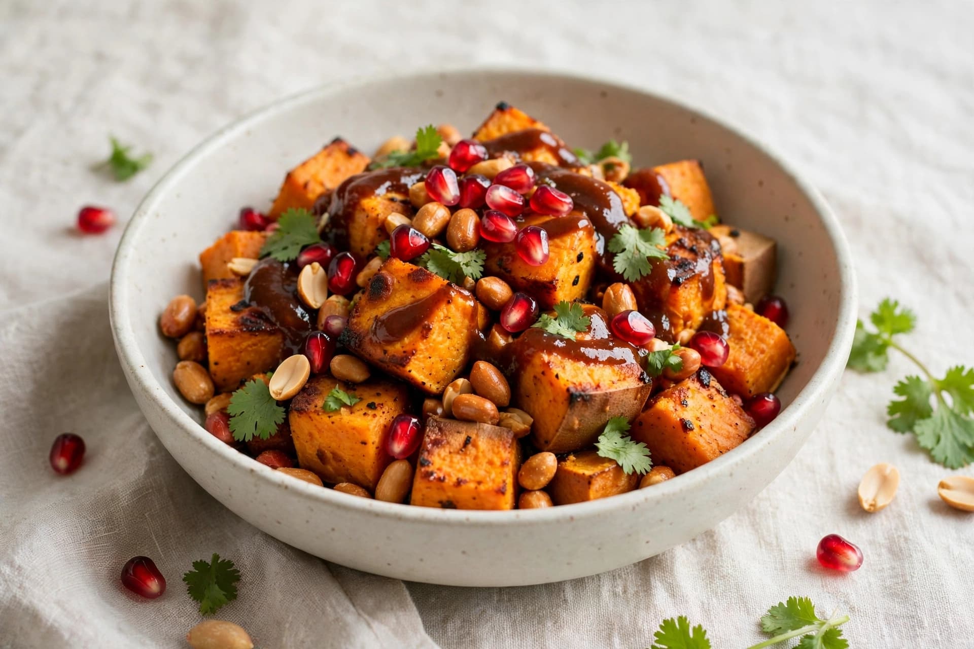 Sweet potato and roasted peanut chaat