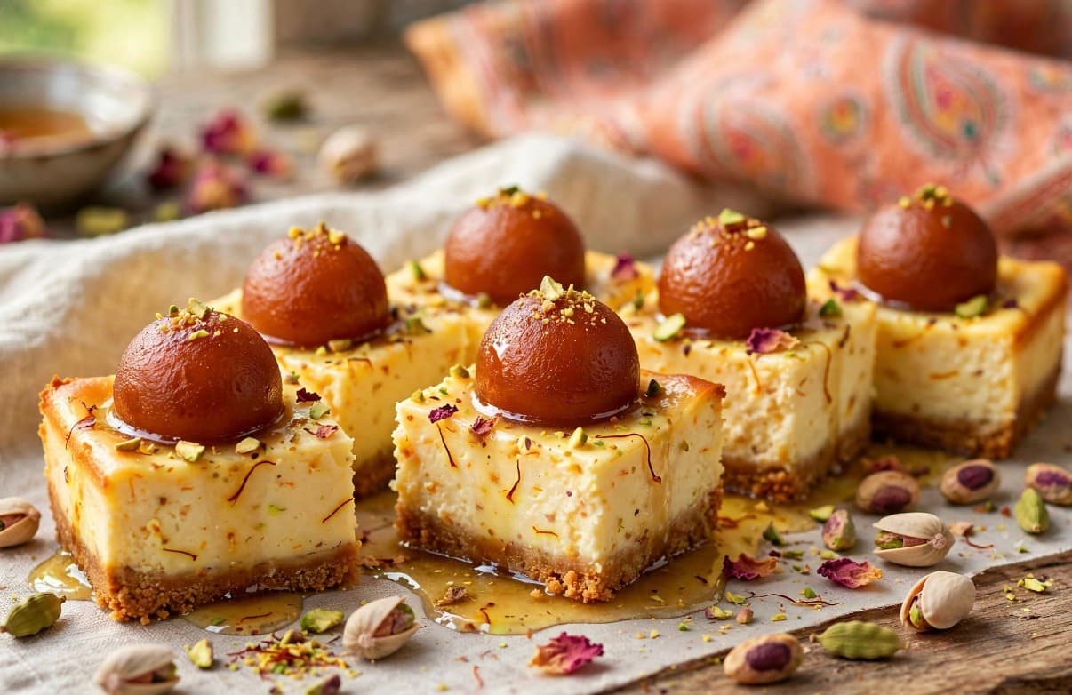 Baked Gulab Jamun Cheesecake Bites