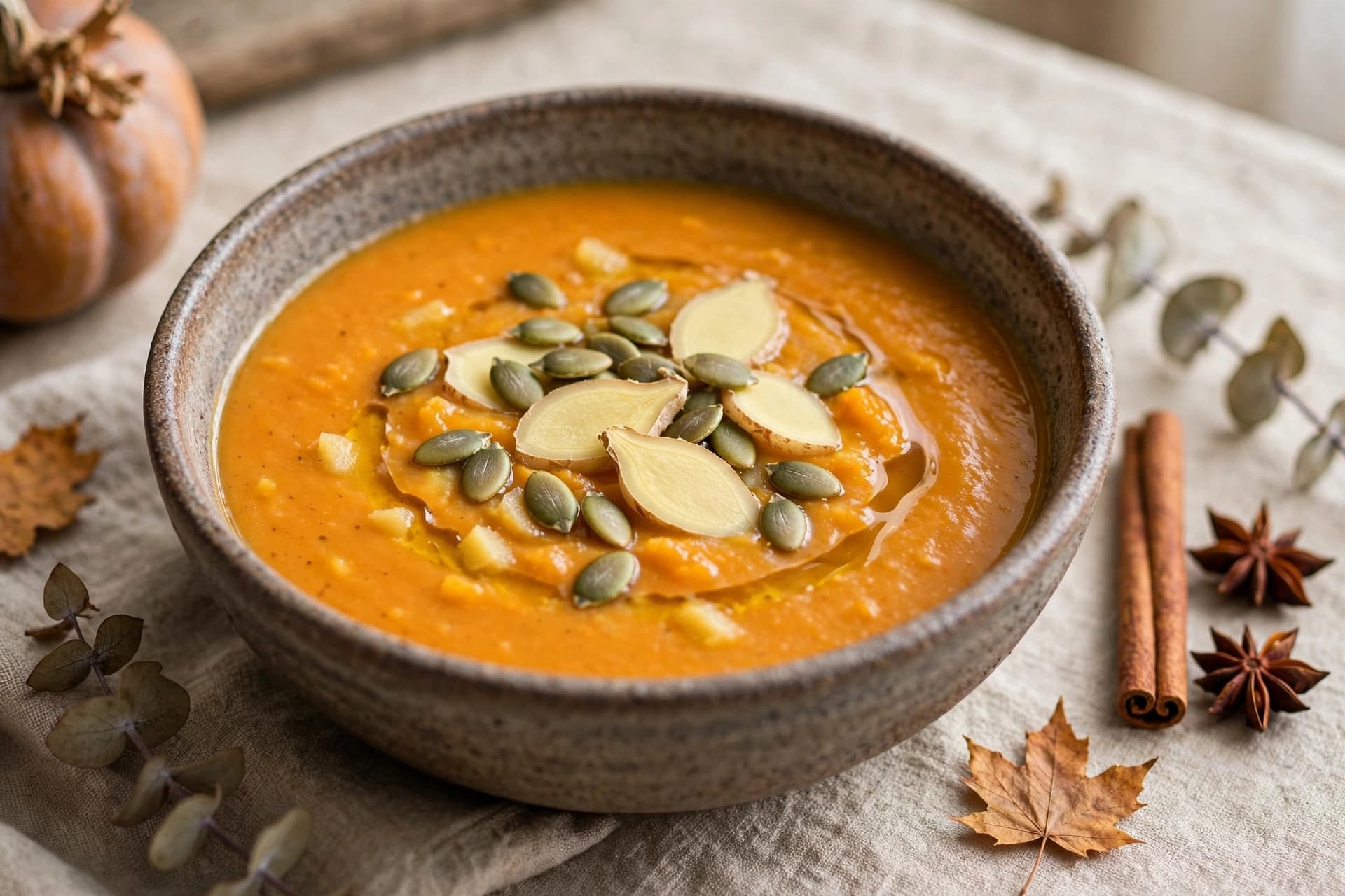 Spiced pumpkin ginger soup